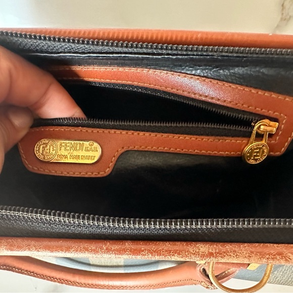 Fendi Vintage Pecan Canvas Coated Boston Bag - Picture 13 of 16